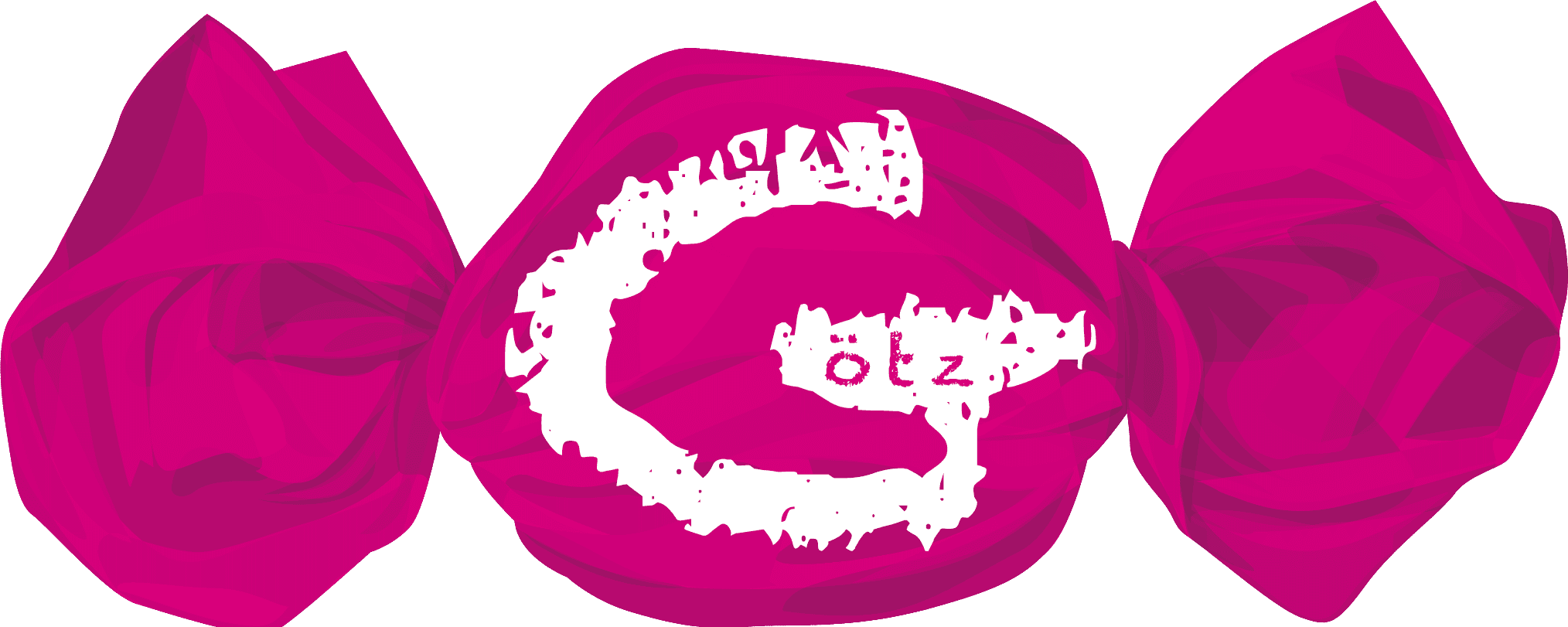 Logo von Echt süß in Form eines pinken Bonbons mit weißem „Götz“-Schriftzug